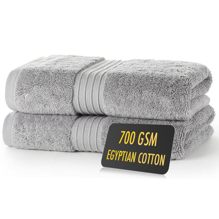 ALSAP Grey Hand Towels Pack of 2 - Ultra Soft Super Absorbent 700 GSM Egyptian Cotton Towels - Bathroom Linen Sets - Luxury Hotel Quality Cotton Hand