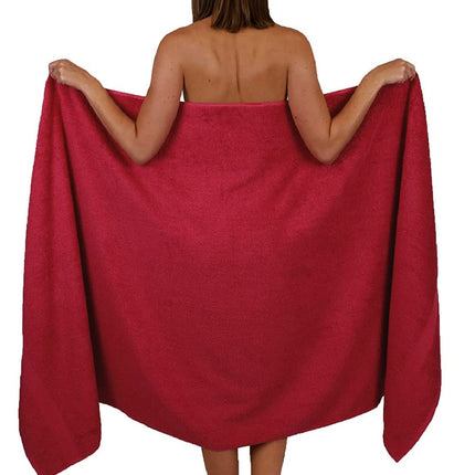 Wholesale Trade Dealz Extra Large Bath Sheet 100 x 200 cm Super Jumbo Big Bath Sheets Towels Beach Body Wrap XL Bath Towels 600-GSM (Red)