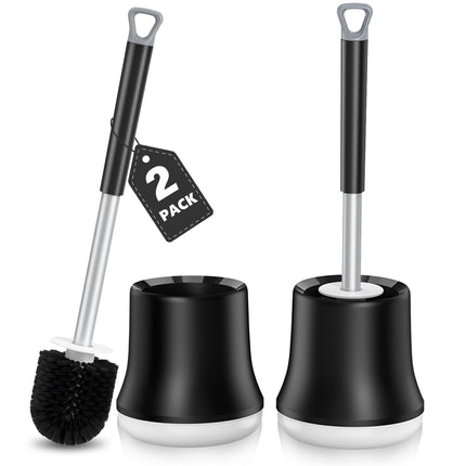 2 PACK Enspoway Toilet Brushes & Holders for Bathroom, Deep Cleaner Toilet Bowl Brush with Quick Drying Holder Soft Flexible Bristles, Toilet Cleaning