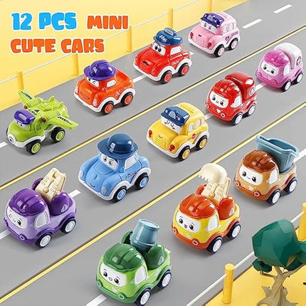 LULULIA Toys for 1 Year Old Boys Gifts, 12 Pcs Pull Back Cars Toddler Toy Cars for 1 2 Year Olds, 1st Birthday Gifts for Boys Girls, Christmas Baby Gifts Boy Toys Age 1