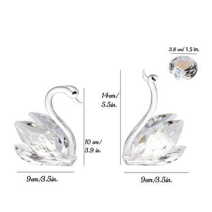 2 Pcs Clear Crystal Swans 30th Wedding Anniversary Romantic Gifts for Couples, Glass Pair Swans Collectible Figurine Ornaments 30 Years Love
