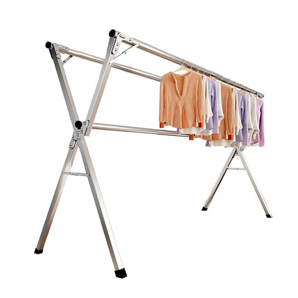 AIODE Clothes Drying Rack for Laundry Foldable, 79 inch Stainless Steel Pool Towel Rack Outdoor Free Standing Clothing Hanger Indoor