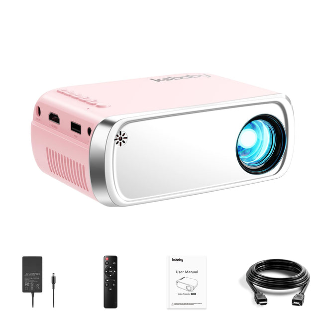ksbaby Mini Projector for Outdoor Portable Projectors, SmartPhone Screen Can be Mirrored to The Projector Through a Data Cable, Movies-Projector