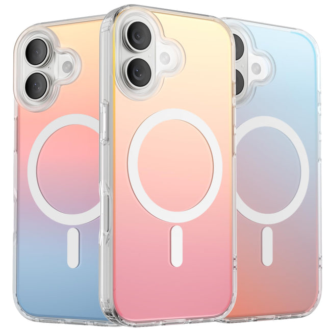 ORNARTO Compatible with iPhone 17 for MagSafe Case,Shockproof Protective Rainbow Case,Wireless Charging Magnetic Phone Cases Cover 6.3inch-Sunset