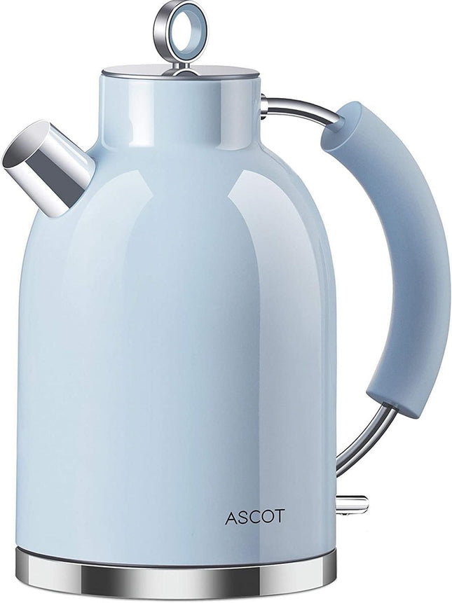 ASCOT Electric Kettle, Stainless Steel Electric Tea Kettle Gifts for Men/Women/Family 1.5L Retro Tea Heater & Hot Water Boiler, Auto Shut-Off Boil-Dry