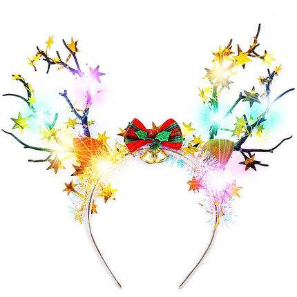 Reaky Light Up Christmas Headband Led Reindeer Antlers Headbands Xmas Hairband Hair Accessories for Women
