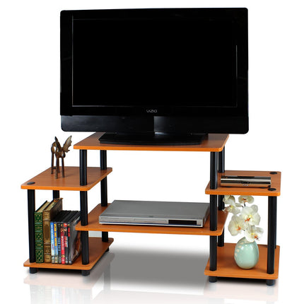 Furinno TURN-N-TUBE TV Stand, Entertainment Center with Open Shelves, TV Console with Raised Top for TV up to 32 Inch, for Living Room, Bedroom, Light