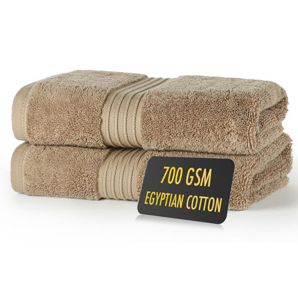 ALSAP Brown Hand Towels Pack of 2 - Ultra Soft Super Absorbent 700 GSM Egyptian Cotton Towels - Bathroom Linen Sets - Luxury Hotel Quality Cotton Hand