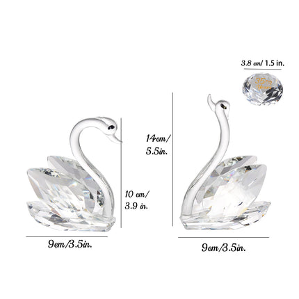 2 Pcs Clear Crystal Swans Collectible Figurine 35th Wedding Anniversary Romantic Gifts for Wife Couples, Glass Double Swans 35 Years Marriage Wedding