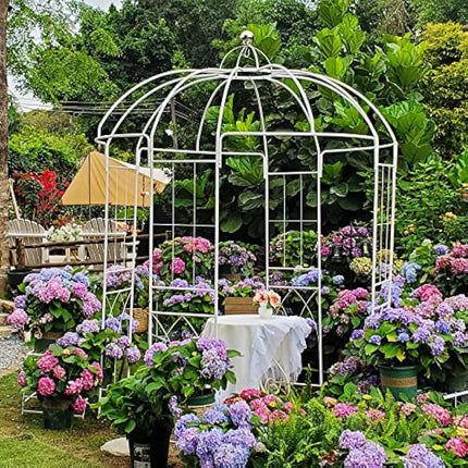 SCENDOR 106.7"L x 81.5"H x 81.5"W Garden Arch Birdcage Shape Metal Gazebo Pergola Pavilion, Arbour Rose Trellis Metal Durable Iron Ues for Outdoor Climbing Plants Wedding Arches Ceremony