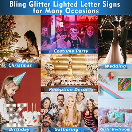 LED Marquee Letter Lights, Light Up Silver Letters for Bedroom Glitter Gifts for Teenage Girls Alphabet Letter Sign Battery Powered Night Light Birthday Party Wedding Home Decoration, Silver Letter C