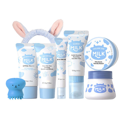 Milk Skin Care for Teenage Girls Gifts -Mothers Day Hamper - Gifts For Mum - Skin Care Sets & Kits With Cleanser,Eye Cream,Exfoliating Scrub,