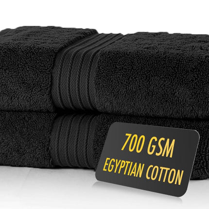 ALSAP Black Hand Towels Pack of 2 - Ultra Soft Super Absorbent 700 GSM Egyptian Cotton Towels - Bathroom Linen Sets - Luxury Hotel Quality Cotton Hand