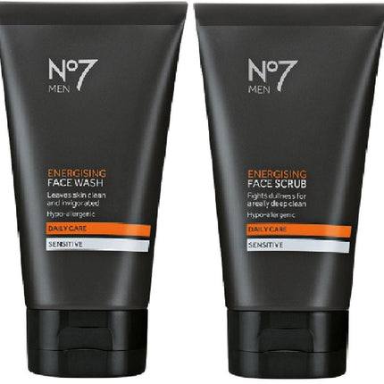 (2 PACK) No7 Men Energising Face Wash x 150ml & No7 Men Energising Face Scrub x 150ml