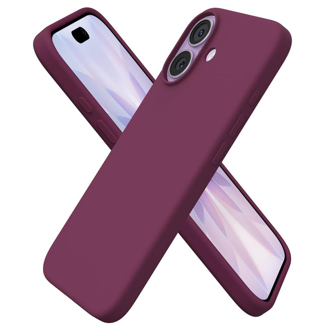 ORNARTO Compatible with iPhone 17 Case 6.3", Slim Liquid Silicone 3 Layers Full Covered Soft Gel Rubber 17 Phone Cases Cover 6.3 inch-Wine Red