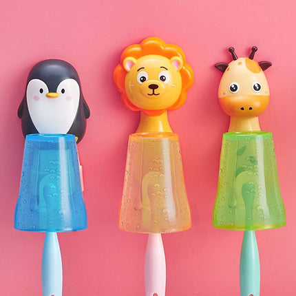 V-Ting Toothbrush Cup with Toothbrush Holder for Kids Cartoon Animals Glass Tumbler Bath Ball Holder Toilet Toothbrush Holder