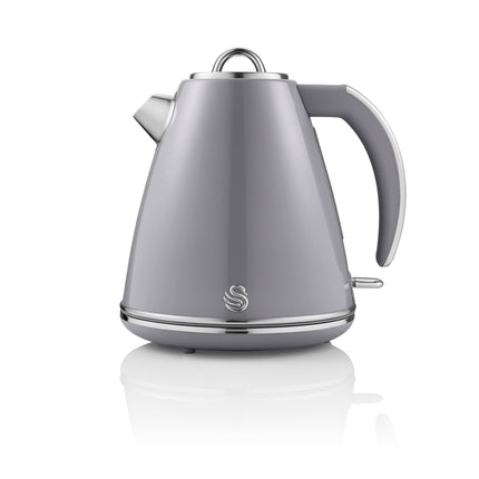 Swan SK19020GRN Retro Jug Kettle, Fast Boil, Easy Pour, 360 Degree Base, 1.5L, 3KW, Grey, L 18.2cm x W 18cm x H 23.2cm