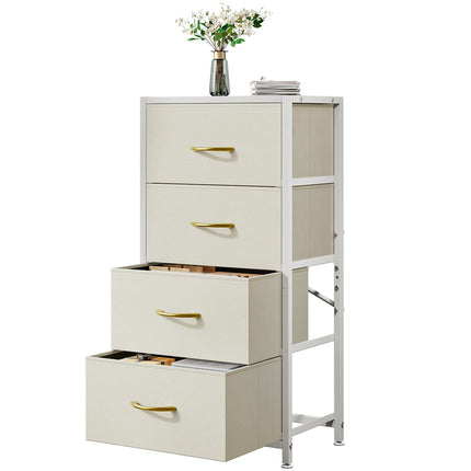 Taotigzu Dresser with 4 Drawers,Fabric Chest of Drawers with Large Storage Space,Narrow Storage Drawers Tower for Living Room,Bedroom,Wooden Top and