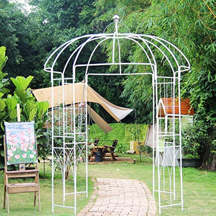 SCENDOR 106.7"L x 81.5"H x 81.5"W Garden Arch Birdcage Shape Metal Gazebo Pergola Pavilion, Arbour Rose Trellis Metal Durable Iron Ues for Outdoor Climbing Plants Wedding Arches Ceremony