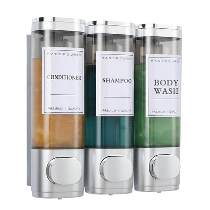 Shampoo and Conditioner Dispenser,Shower Shampoo Dispenser 3 Chamber No Dril for Shower Wall Mounted Body Wash for Bathroom Hotel Kitchen,3 *