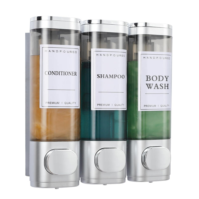 Shampoo and Conditioner Dispenser,Shower Shampoo Dispenser 3 Chamber No Dril for Shower Wall Mounted Body Wash for Bathroom Hotel Kitchen,3 *