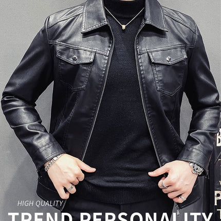 Men's Premium Quilted Leather Jacket - Fall Winter Casual Outerwear