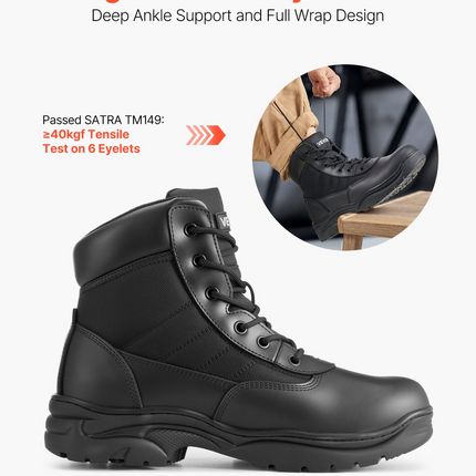 VEVOR Men's Military Tactical Boots, 152.4 mm Combat Hiking Work Boots, Lightweight & Breathable & Sturdy Mens Motorcycle Interceptor Trooper Boot, for Outdoor Security Mountaineering, UK Size 8.5