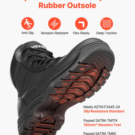 VEVOR Men's Military Tactical Boots, 152.4 mm Combat Hiking Work Boots, Lightweight & Breathable & Sturdy Mens Motorcycle Interceptor Trooper Boot, for Outdoor Security Mountaineering, UK Size 8.5