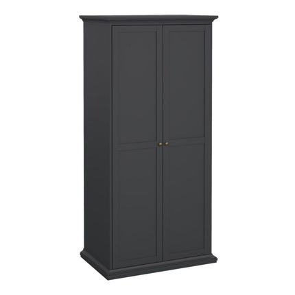 Paris Package - Bedside 2 Drawers + Chest of 4 Drawers + Wardrobe with 2 Doors Matt Grey