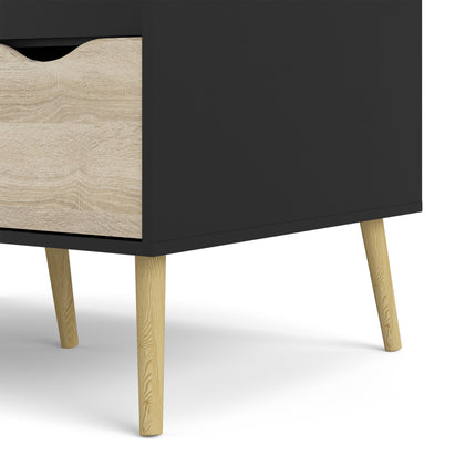 Oslo Wardrobe 2 Doors 2 Drawers in Black and Oak