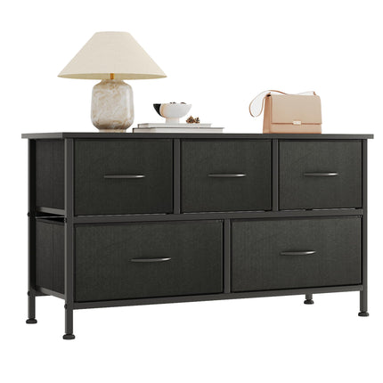 CAIYUN Chest of Drawers,Dresser for Bedroom with 5 Drawers,Fabric Dresser with Wood Top and Large Storage Space, Easy to Assemble, for Bedroom, Living