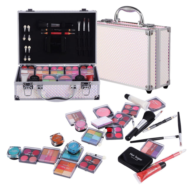 Hot Sugar Girls Makeup Set, Complete Starter Cosmetics Kit with Eye Shadow, Lip Balm, Blush, Lip Gloss, Brushes, Eye Pencils and Mirror (Mermaid)