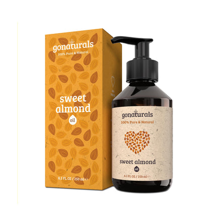 GONATURALS Sweet Almond Oil for Skin, Hair, & Face, 250ml ? 100% Pure, Anti-Aging, Hydrating - Scalp, Lips, Beards, Nails, Tattoos, Aromatherapy, Body