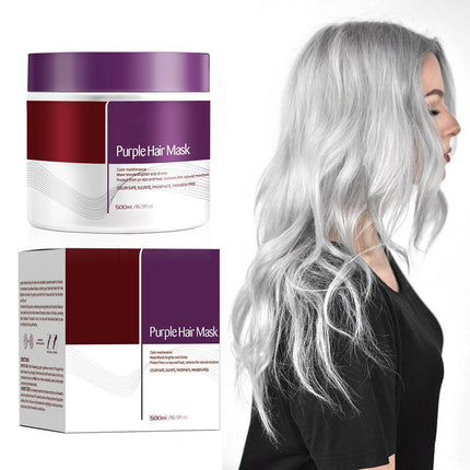 Purple Hair Mask 500ml, Purple Collagens Hair Mask, Hair Repair Cream, Long Lasting Hydrating Repair Deep Nourish Brighten Hair For Blonde, Platinum,