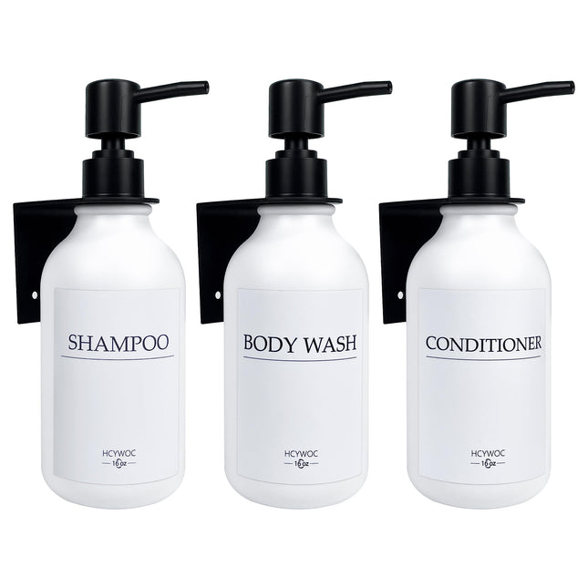 Shampoo Dispenser for Shower Wall, Shampoo and Conditioner Dispenser with 16 Waterproof Labels, No Drill Shower Soap Dispenser Bathroom, Shower Soap