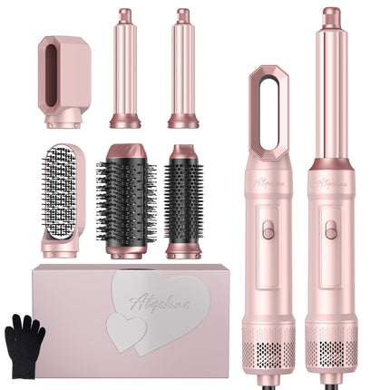 Atopskins Hair Dryer Brush Set, 6 in 1 Hair Styler with Airflow Curler, Blow Dry Hair Brush, Thermal Brush, Hot Airbrush,Hair Straightener, Airstyler