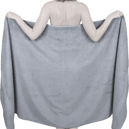 Wholesale Trade Dealz Extra Large Bath Sheet 100 x 200 cm Super Jumbo Big Bath Sheets Towels Beach Body Wrap XL Bath Towels 600-GSM (Silver)