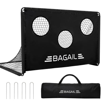 BAGAIL Soccer Goal with Target, 2-In-1 Designed, Football Goal, Portable Carry Bag, Easy to Set up, Ideal for Garden Shooting Training and