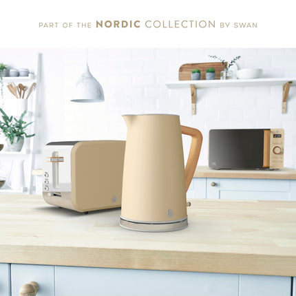 Swan SK14610OAT Nordic Cordless Jug Kettle with Fast Boil Technology, Overheat Protection, Soft Touch Handle, 1.7L, 3KW, Oatmeal, White