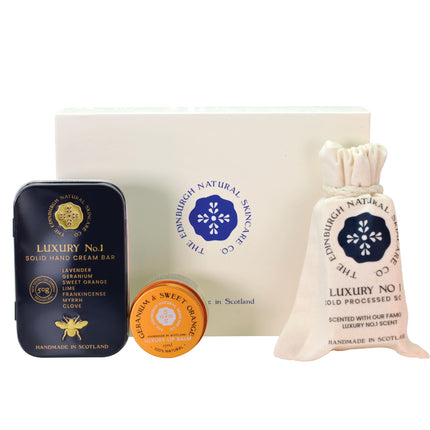 Luxury Skincare Gift Set | Luxury No. 1 Hand Cream Bar, Scented Soap, Moisturising Lip Balm | 100% Natural & Handmade in Scotland | Nourishing Gifts