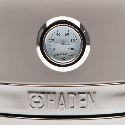 Haden Jersey Stainless Steel Kettle - 3000W Rapid Boil Technology, Ergonomic Design, BPA-Free, Safety Features, and Stylish Chrome Detailing, Putty