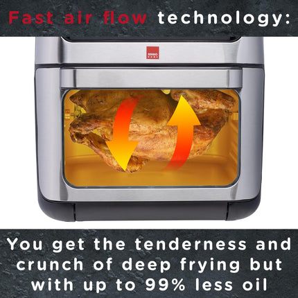 Sensio Home 12L Air Fryer Oven Rotisserie Function and Dehydrator, 10 in 1 Digital Display, 90 Minute Timer, Basket plus 4 More Accessories, Family