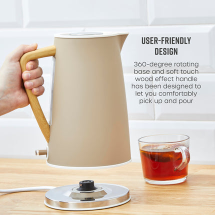 Swan SK14610OAT Nordic Cordless Jug Kettle with Fast Boil Technology, Overheat Protection, Soft Touch Handle, 1.7L, 3KW, Oatmeal, White