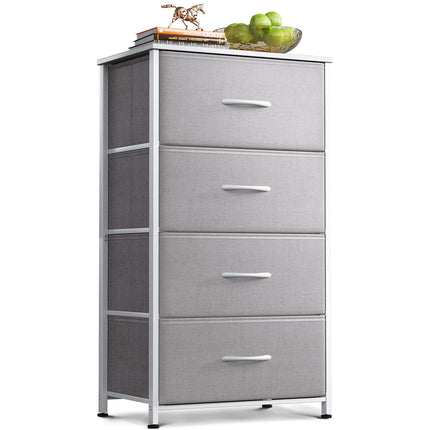 Coleshome Tall Chest of Drawers Bedroom, Small and Narrow Drawers with 4 Fabric Drawers, Wooden Top, Sturdy Steel Frame, Suitable for Bedroom and