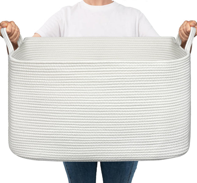 Large Storage Basket, Washing Basket for Laundry, Dirty Clothes Baskets for Living Room, Nursery, Bedroom, Woven Rope Storage Baskets for Blankets,
