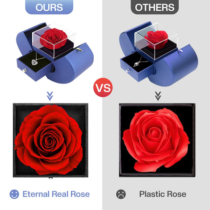 Firestyle Preserved Real Rose Gifts for Women,Mum,Wife,Eternal Flowers Rose with I Love You Necklace in 100 Languages,Gifts for her on Birthday,