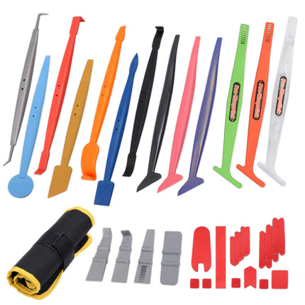 Ehdis Vehicle Body Film Window Wrap Tool Kit, Vinyl Sticks with Magnets for Curve or Gap Reaching, Added Mini Squeegees, Microfiber Felts, Storage Bag