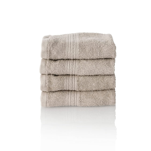 ALCLEAR set of terry hand towels, range of soft and highly absorbent towels, OEKOTEX 100 certified, 5 colours & 5 sizes, colour: PLATINUM GREY, 4 x