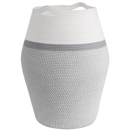 Laundry Basket Laundry Hamper Dirty Clothes Basket Wicker Cotton Rope Hamper Tall Woven Blanket Baskets with Handle Modern Curve Bucket Bedroom Living