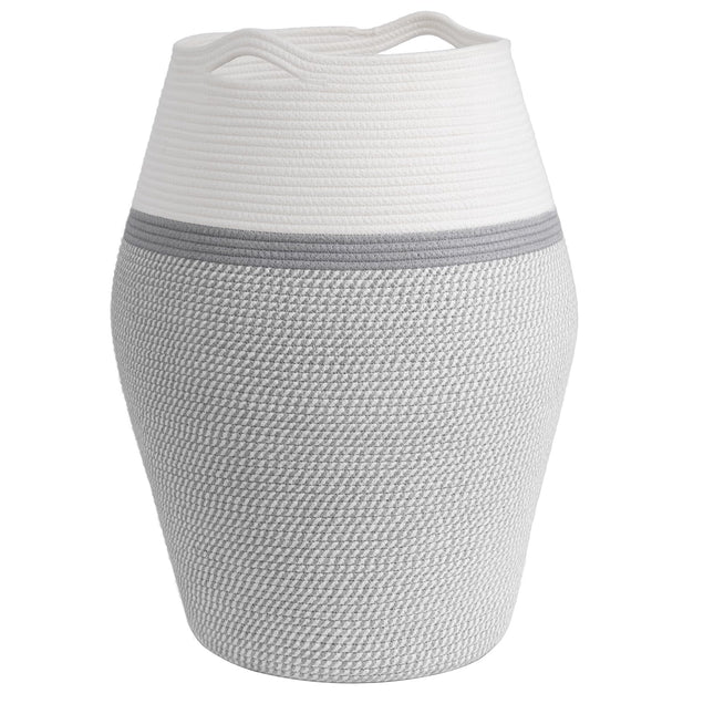 Laundry Basket Laundry Hamper Dirty Clothes Basket Wicker Cotton Rope Hamper Tall Woven Blanket Baskets with Handle Modern Curve Bucket Bedroom Living